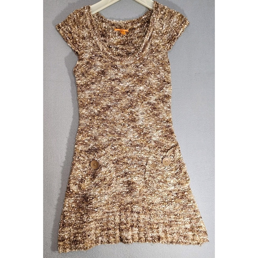 Anama Brown Sweater Dress Women's Medium Pockets Sleeveless Earthy Boho Chic EUC
